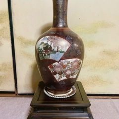 九谷焼 連山窯 花詰/金彩 扇文 飾り壺/大花瓶/花器/フラワーベースの画像