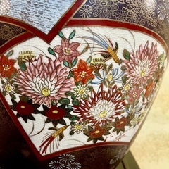 九谷焼 連山窯 花詰/金彩 扇文 飾り壺/大花瓶/花器/フラワーベースの画像