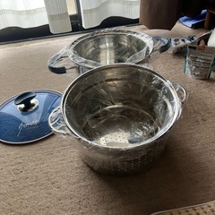 パスタポット22cm内面ミラー仕上げ、🌺新品、
ブルー、ガラス蓋、の画像
