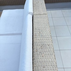 【無料】屋外用ラタン調ソファ 2点セット（クッション付き）※セット引き取り必須の画像