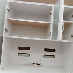 リユースのサカイ栃木店★ジモティ割あり★  食器棚 ホワイト W90×D45×H178 クリーニング済み TC10207の画像