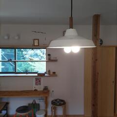 ペンダントライト　ホワイト　2灯　LEDライト付き　北欧の画像