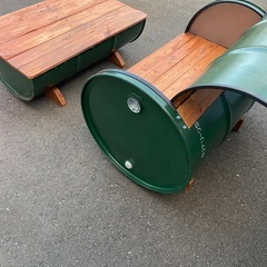 ドラム缶椅子テーブルセットの画像