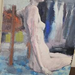No.4258　絵画　作者・作品不明　油絵　人物画　女性　【リサイクルショップどりーむ荒田店】の画像