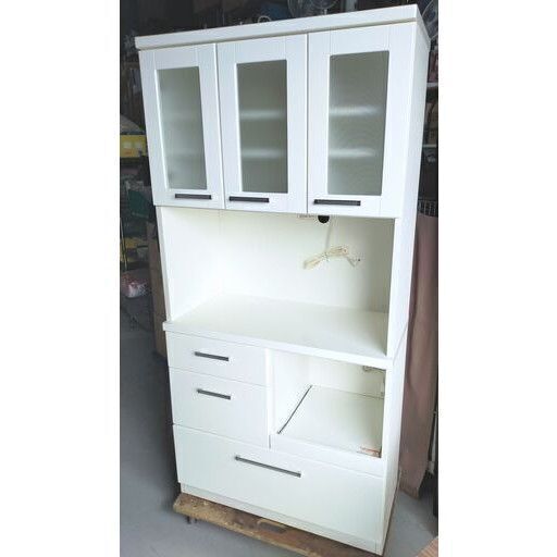 ニトリ キッチンボード ホワイト モデル N BANDA 90-KB 食器棚 幅88.5cm 奥行き42.5cm 高さ 180.5cm レンジボード