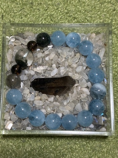 天然アクアマリンガネーシュヒマール産クローライト&アクチノライトインブレスレット