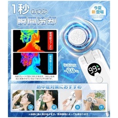 新品！冷却プレート機能　ハンディファン 160°折り畳み 100段階風量調節 パワフル送風　白　コンパクトの画像