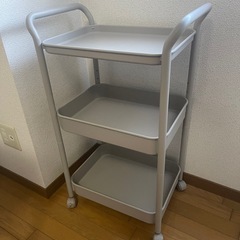 【無印良品】スチールパイプテーブル×折り畳みチェア板座×スチールパイプワゴンラック(ウォームグレー)の画像