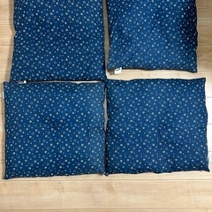 ニトリ　ネイビー　コバナ花柄　座布団4個セットの画像