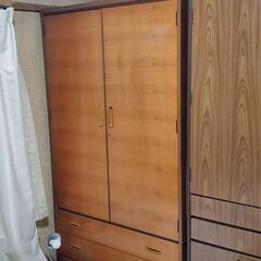 依頼出品２点（１点でも可）姿見鏡付、洋服掛け（幅①870mm、②1034mm）の画像