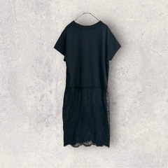 ローリーズファーム/Tシャツレースチュニック/M/黒/半袖の画像
