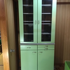 食器棚☆美品☆クレアグリーン☆H190×W84×D46cmの画像