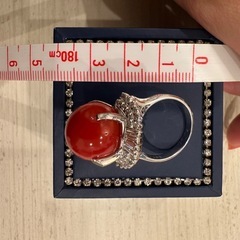 血赤サンゴ ダイヤモンドリング 指輪　0.89ct PT900珊瑚の画像