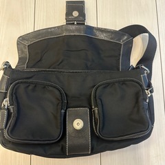 美品　プラダ PRADA ロゴプレート ショルダーバッグ ナイロン ネロブラックの画像