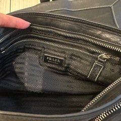 美品　プラダ PRADA ロゴプレート ショルダーバッグ ナイロン ネロブラックの画像