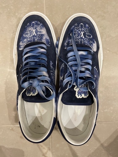 ルイ・ヴィトン LVトレイナー ローカット スニーカー デニム バンダナ柄 ブル