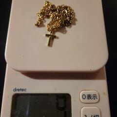 K18刻印入 クロス付 チェーンネックレス の画像