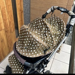 イオン AEON PCR Mama ハピ A型 ベビーカー ドット柄 カーキの画像