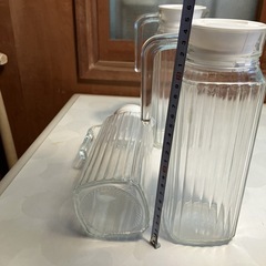 昭和レトロ　ガラスピッチャー 3個セット 水差し 麦茶 ジュース入れの画像
