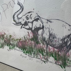 象の書いた絵 タイ バンコクの画像