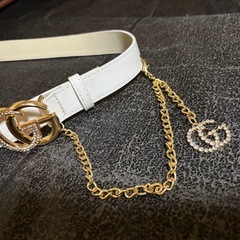 GUCCI グッチ キラキラ ホワイト 白 ベルト 105cmの画像