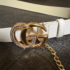 GUCCI グッチ キラキラ ホワイト 白 ベルト 105cmの画像