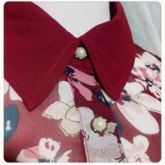 ꒰La fillet꒱フラワー シフォン ノースリーブ ブラウス チュニック 赤の画像
