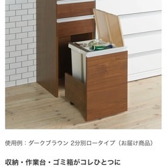 【美品】隠せる2分別ゴミ箱付き・収納・作業台　の画像