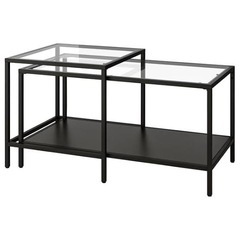 IKEA イケア ネストテーブルガラス ブラック　黒　正方形のみ　ガラステーブル　机の画像
