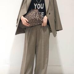 フレームワーク ウール ワイドパンツ ベージュブラウンの画像