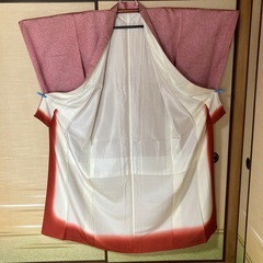 着物　共布配色名古屋帯　2点セット　正絹　小紋　千代鹿の子　しつけ糸付き　未使用品の画像