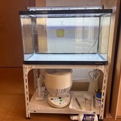 水槽3点セット　（60センチ水槽、LEDライト、ガラスカバー）の画像