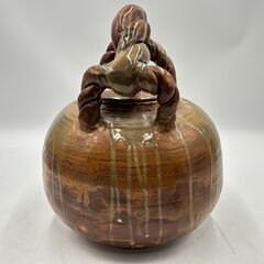 信楽焼？ 特大土瓶 籐巻持ち手 急須 薬缶の画像