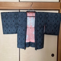 着物　紬　アンサンブル　　袷　羽織　一部しつけ糸付き　未使用品の画像