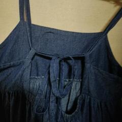 デニム キャミワンピース ロングワンピース M ネイビーの画像