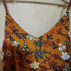  花柄 キャミソール ロングワンピース　レトロ風 Мの画像