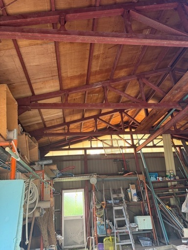 北海道剣淵町 3連シャッター付き 鉄骨倉庫 ガレージ 車庫 横幅8300