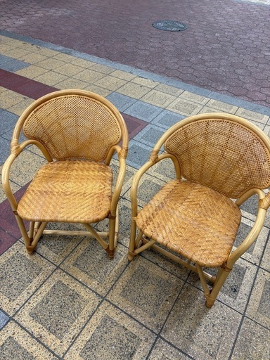 Oliver 超美品　ラダン　椅子二つ　　和風