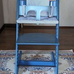 (ご予約有り)掲載写真訂正●STOKKE 木製イス★ストッケ トリップトラップ-2★ベビーセット(背あて＆ガード+専用クッション/カバー)付◎4ヶ月位～S/Ｎ4～岡崎市◎の画像