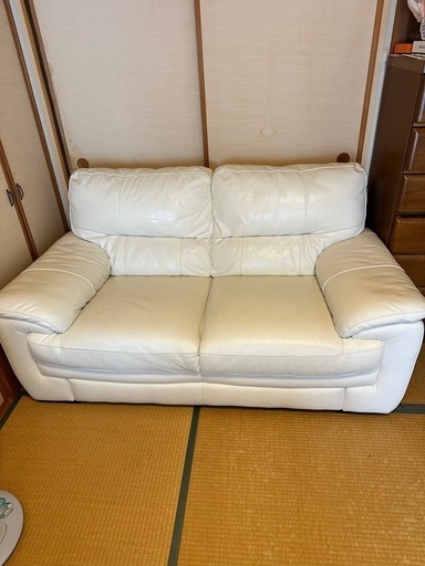 【良品】本革　ソファー　白