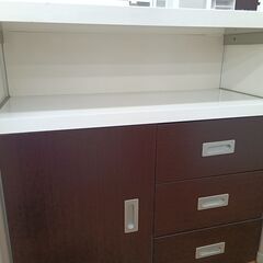 ★リユースのサカイ水戸店★  キャビネット ホワイト×ブラウン H93×D40×W90 クリーニング済み MT5213の画像