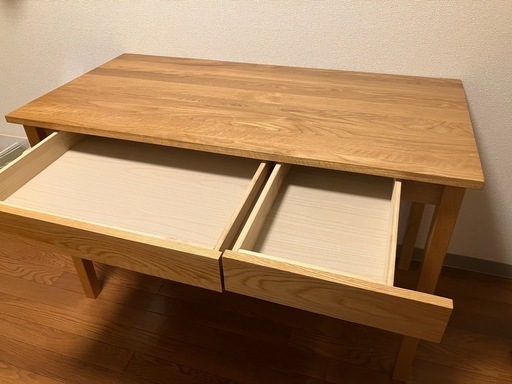 【廃盤品】　無印良品 無垢材のデスク（引出付）・オーク材