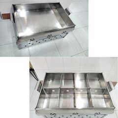 現状品 都市ガス用 直火式 おでん鍋 仕切り付き 幅58cm×奥行38cm×高27cm 厨房機器 調理器具 おでん 長方形 ステンレス 苫小牧西店の画像