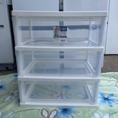 f●■アイリスオーヤマ【ワイドチェスト引出し３段・W-543】タンス/衣類収納・幅54×奥行40×高さ62cmの画像