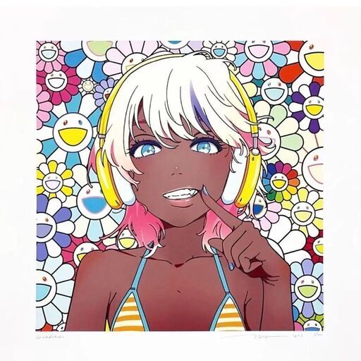 村上隆 版画 サイン入り 南の島の女の子 mebae × kaikaikiki