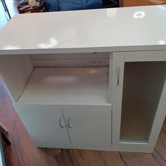 不二貿易　キッチンカウンター　レンジ台　レンジボード　食器棚　白　ホワイト　サイズ（約）幅90×奥41×高90.5　　■近隣配送無料 買取GO‼　栄和店の画像