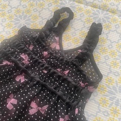 90cm りぼん付きレースワンピースの画像