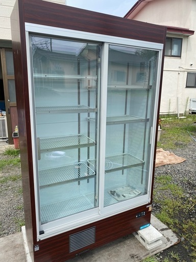 大和冷機 冷蔵ショーケース 481U 木目調 100V 幅1200 奥行450 高さ1965mm スライド扉 下置 中古 業務用 ダイワ