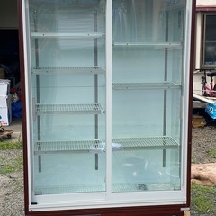 大和冷機 冷蔵ショーケース 481U 木目調 100V 幅1200 奥行450 高さ1965mm スライド扉 下置 中古 業務用 ダイワの画像