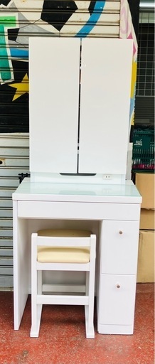 ニトリ 三面鏡 鏡台 椅子セットドレッサー 白 北欧風 洋風 ドレッサー セット 三面鏡 ホワイト 白 おしゃれ 可愛い
